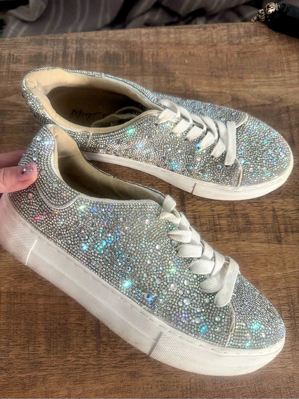 Betsey Johnson Sidny Rhinestone Platform Sneaker Sneakers Silver